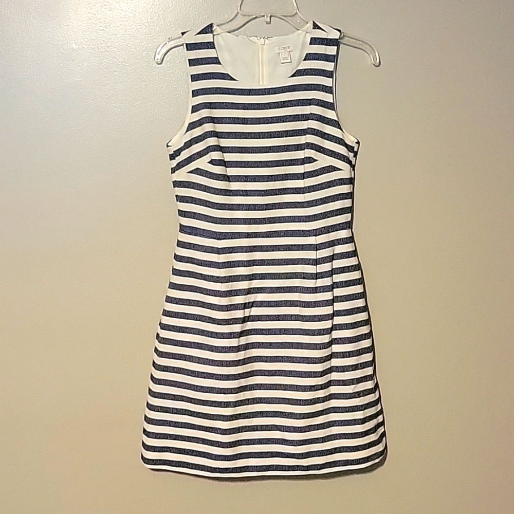 J. Crew Striped Navy and White Mini Dress